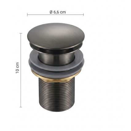 Gedy - Izlietnes CLICK-CLACK aizbāznis Ø 6,6 cm metāliski pelēks