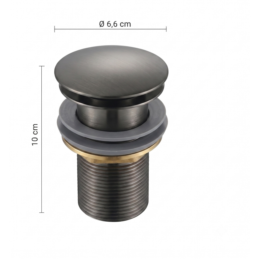 Gedy - Izlietnes CLICK-CLACK aizbāznis Ø 6,6 cm metāliski pelēks