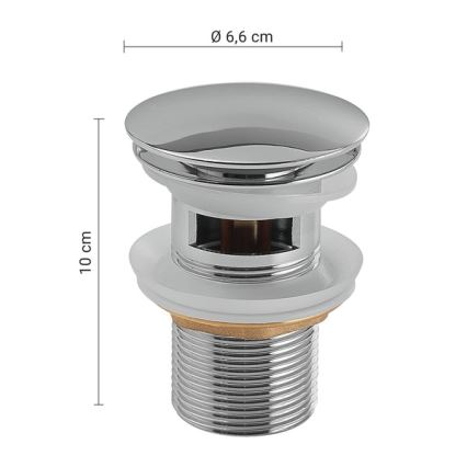 Gedy - Izlietnes CLICK-CLACK aizbāznis Ø 6,6 cm, spīdīgs hroms