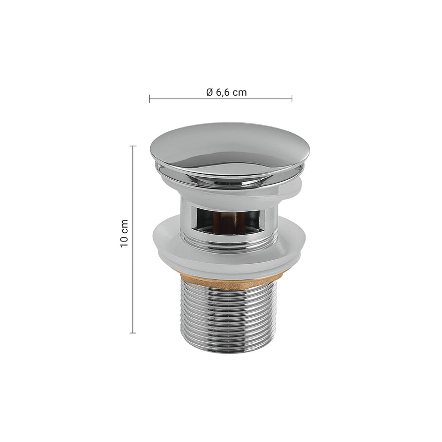 Gedy - Izlietnes CLICK-CLACK aizbāznis Ø 6,6 cm, spīdīgs hroms