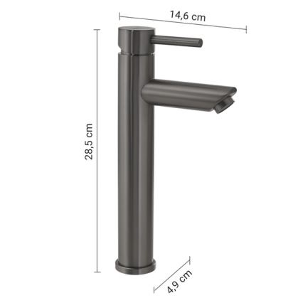Gedy - Izlietnes jaucējkrāns ALTO 28,5 cm metāliski pelēks