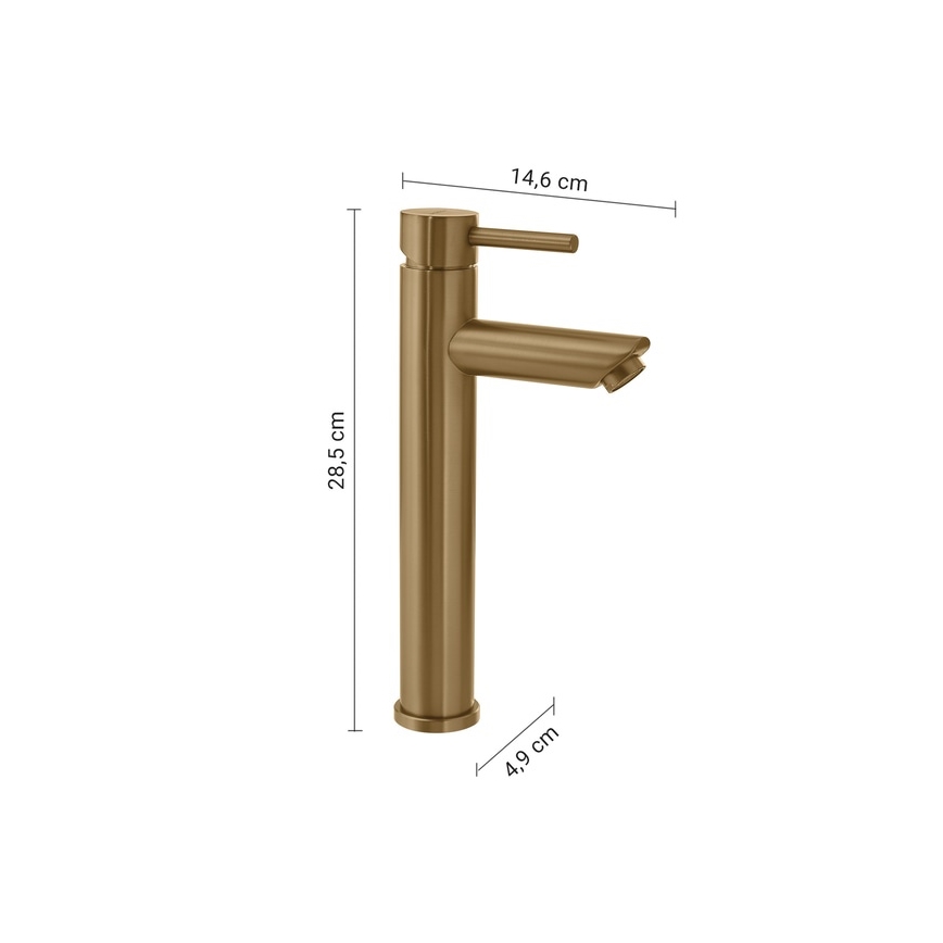 Gedy - Izlietnes jaucējkrāns ALTO 28,5 cm, zelta krāsa