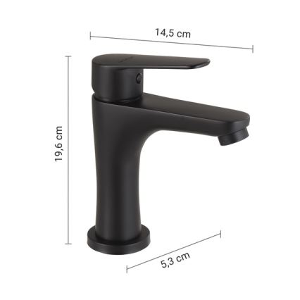Gedy - izlietnes jaucējkrāns COMO 19,6 cm matēts melns