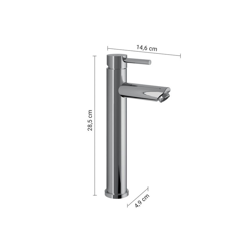 Gedy - Izlietnes jaucēkrāns ALTO HIGH 28,5 cm spīdīgs hroms