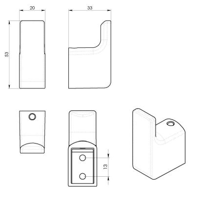 Gedy - komplekts 2x sienas āķi PIRENEI matēti balti