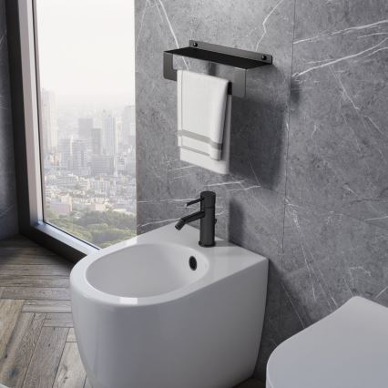 Gedy - Plaukts ar dvieļu pakaramo CLEO 30 cm matēts melns