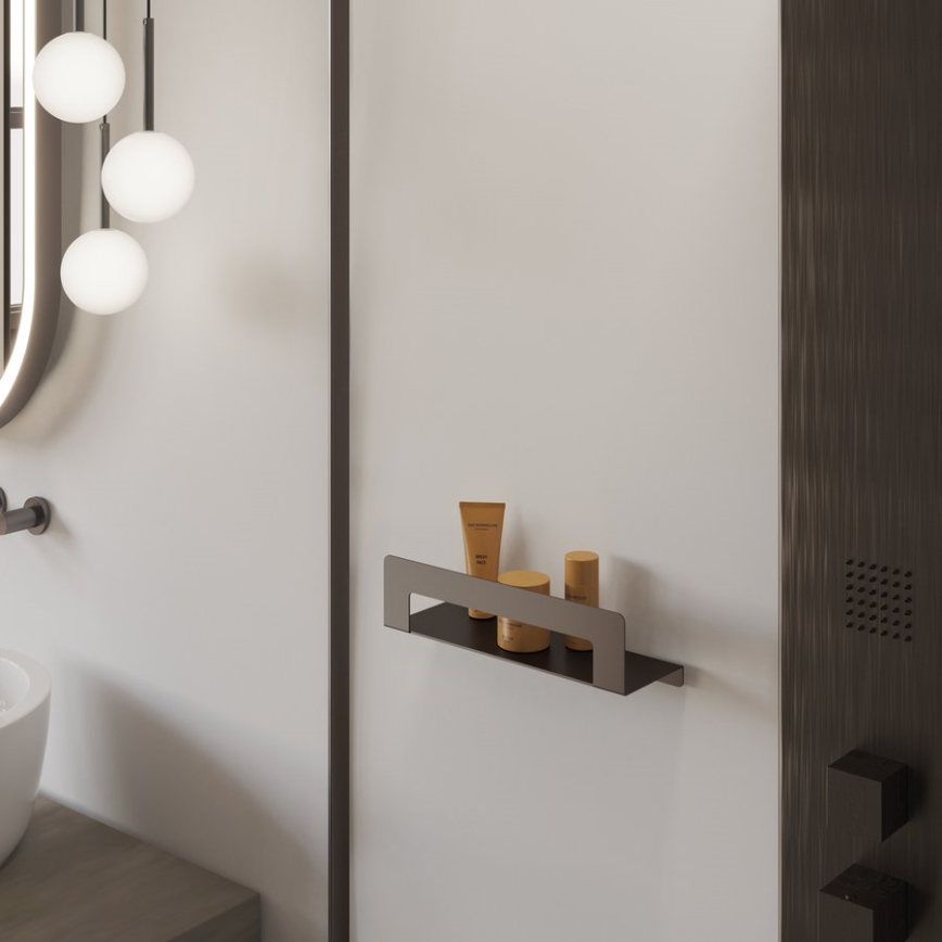 Gedy - Plaukts ar dvieļu pakaramo CLEO, 50 cm, metāliski pelēks