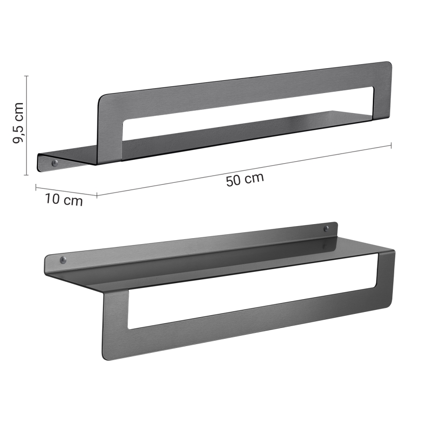 Gedy - Plaukts ar dvieļu pakaramo CLEO, 50 cm, metāliski pelēks