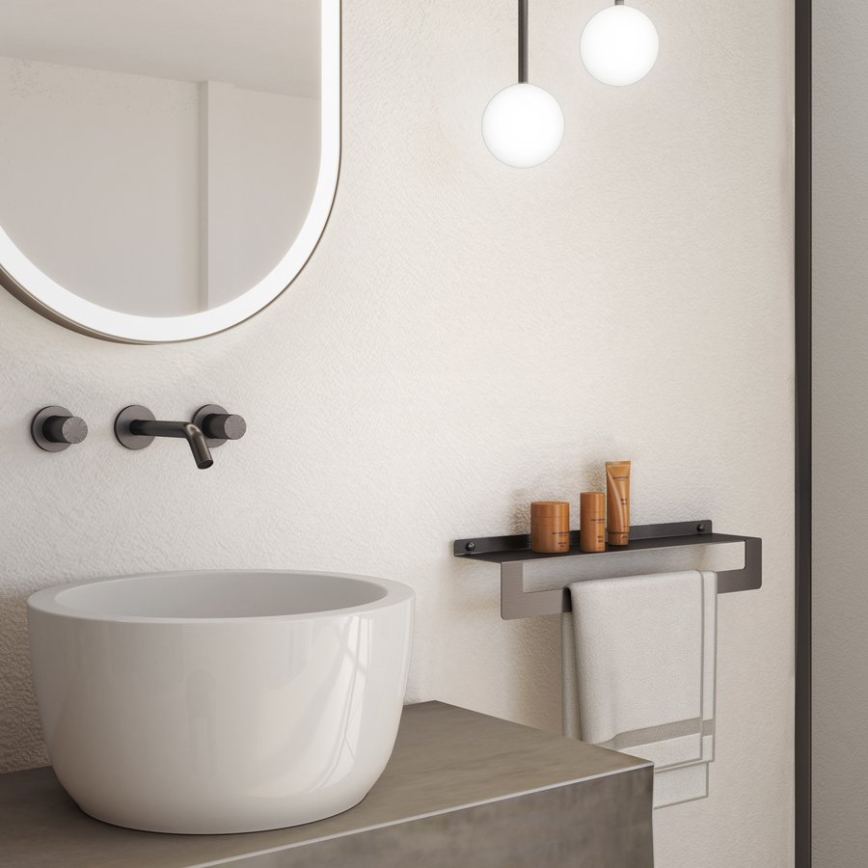 Gedy - Plaukts ar dvieļu turētāju CLEO 30 cm metāliski pelēks