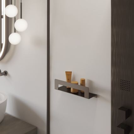 Gedy - Plaukts ar dvieļu turētāju CLEO 30 cm metāliski pelēks