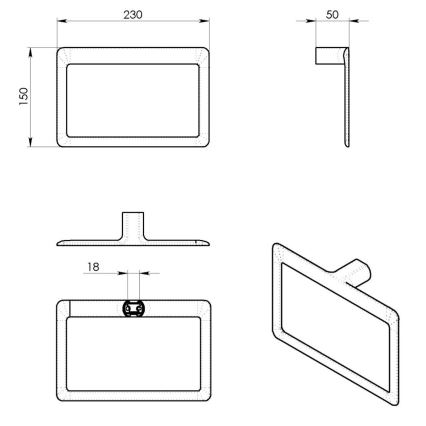 Gedy - sienas dvieļu turētājs PIRENEI 15x23 cm spīdīga hroma apdare