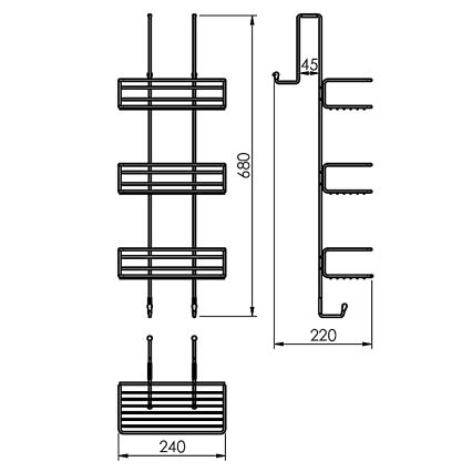 Gedy - Sienas plaukts dušai CHROM LINE 68x24 cm, spīdīgs hroms
