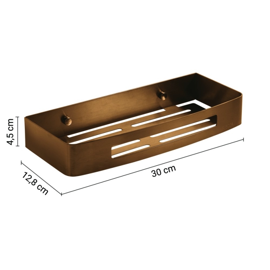 Gedy - Sienas plaukts dušai SMART 30x12,8 cm bronzas krāsā