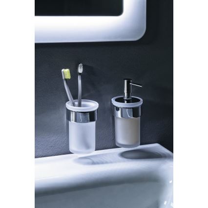 Gedy - Sienas ziepju dozators PIRENEI 110 mm pienīgs stikls/spīdīgi hromēts
