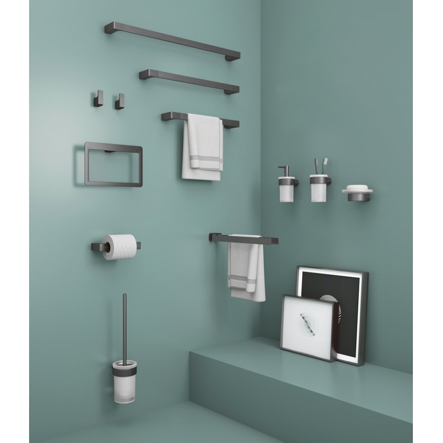 Gedy - sienas ziepju trauks PIRENEI, piena stikls/metāliska pelēka