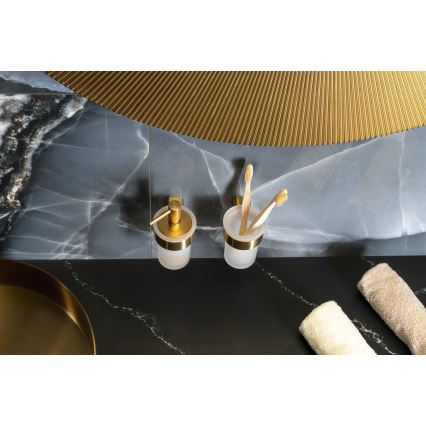 Gedy - Sienas zobu suku turētājs PIRENEI opāls stikls/matēta zelta