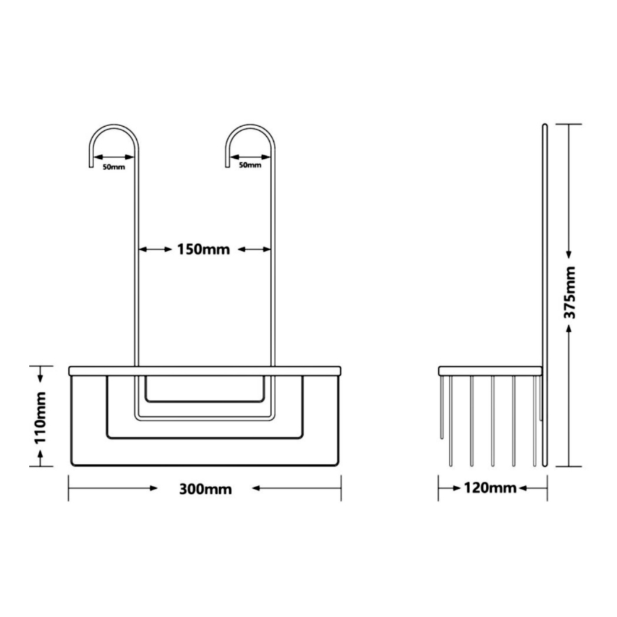 Gedy - SMART piekaramais dušas plaukts 37,5x30 cm matēts melns