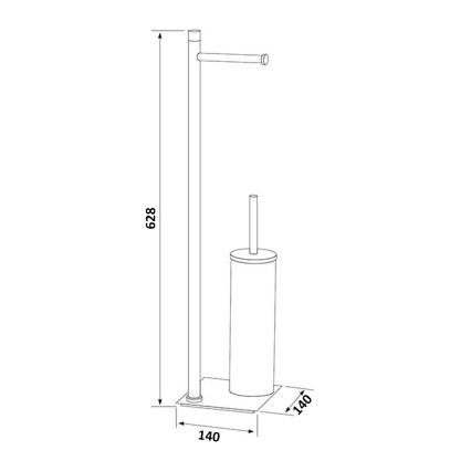 Gedy - stāvoša WC birste ar tualetes papīra turētāju TRILLY metāliska pelēka