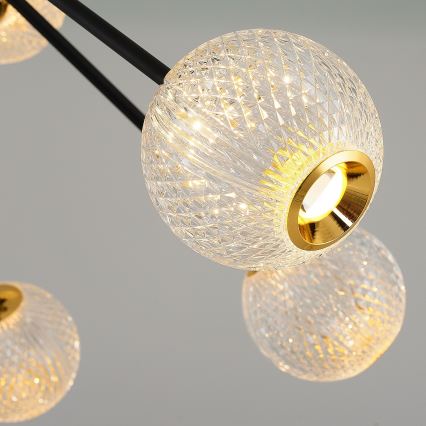 GELA LED piekārtne uz stieples 12xLED/5W/230V 3000K melna/zelta