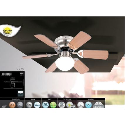 Globo 0307 - Griestu ventilators UGO 1xE27/60W/230V