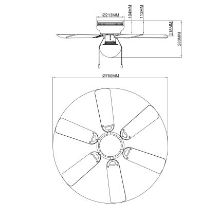 Globo 0307 - Griestu ventilators UGO 1xE27/60W/230V