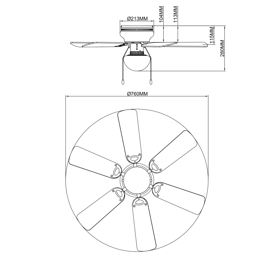 Globo - Griestu ventilators 1xE27/60W/230V