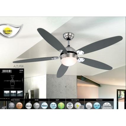 Globo 0308 - Griestu ventilators AZURA 1xE14/60W/230V