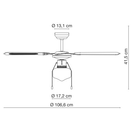 Globo 0309 - Griestu ventilators CHAMPION 1xE27/60W/230V