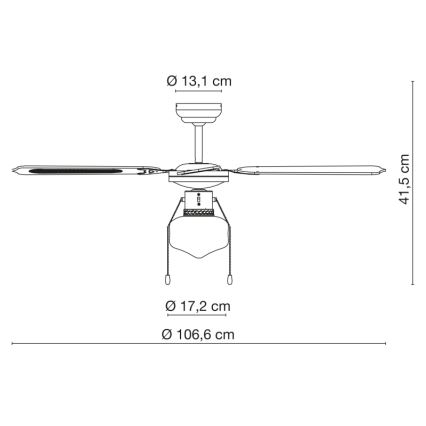 Globo 0309CSW - Griestu ventilators CHAMPION 1xE27/60W/230V