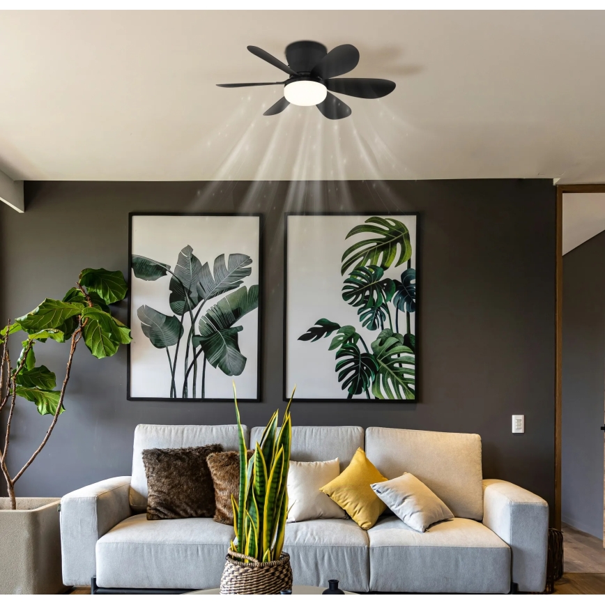 Globo - LED dimējams griestu ventilators LED/5W/230V 2700-6500K melns + tālvadības pults