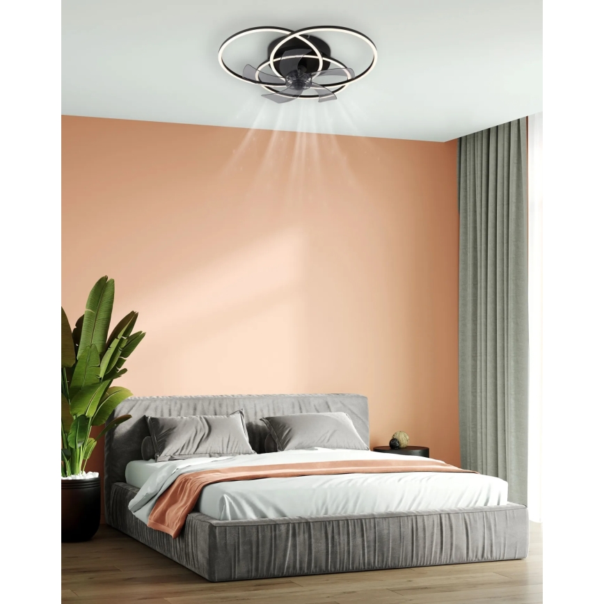 Globo - griestu ventilators ar regulējamu LED apgaismojumu LED/40W/230V 3000-6500K melns + ar tālvadības pulti