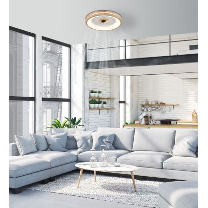 Globo - LED Aptumšojama griestu lampa ar ventilatoru LED/30W/230V 2700-6500K brūna + tālvadības pults
