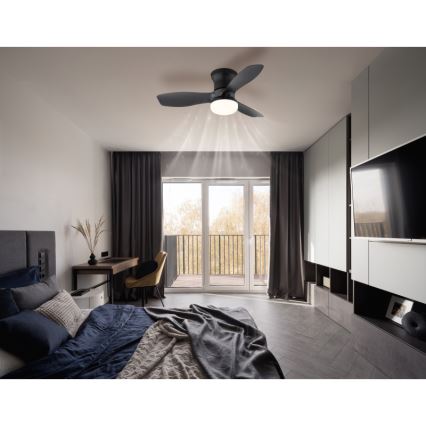 Globo - Aptumšojams griestu ventilators ar LED/15W/230V 2700-6500K, melns + tālvadība