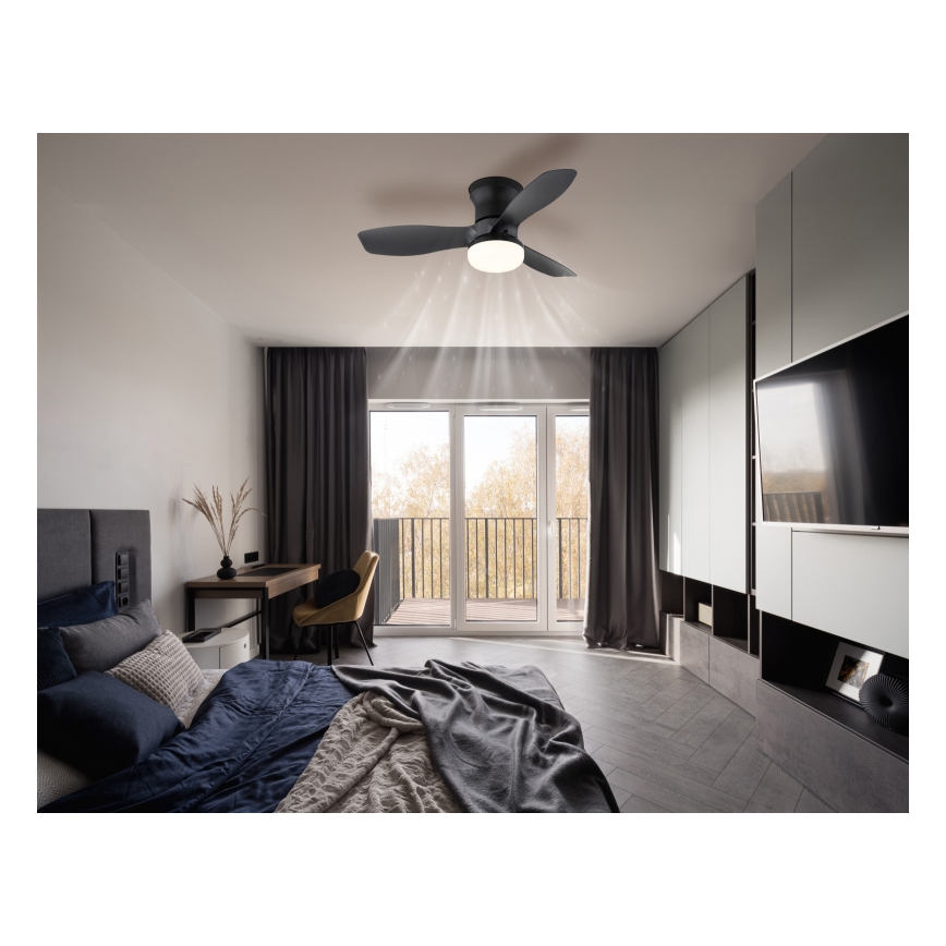 Globo - Aptumšojams griestu ventilators ar LED/15W/230V 2700-6500K, melns + tālvadība