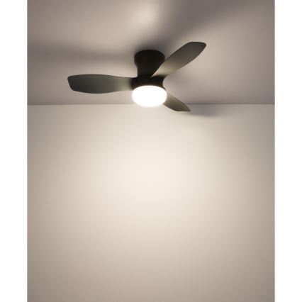Globo - Aptumšojams griestu ventilators ar LED/15W/230V 2700-6500K, melns + tālvadība