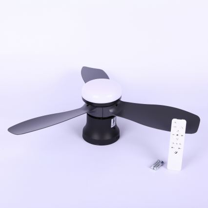 Globo - Aptumšojams griestu ventilators ar LED/15W/230V 2700-6500K, melns + tālvadība