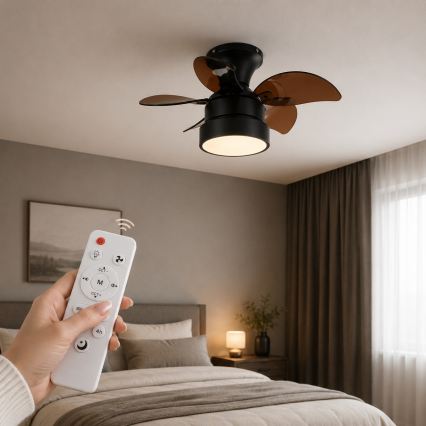 Globo - griestu ventilators ar dimējamu LED apgaismojumu, 22 W, 230 V, 3000/4500/6000 K, brūns + tālvadība