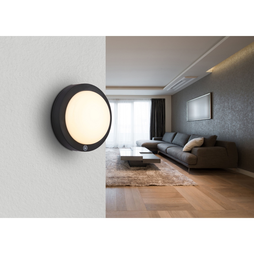 Globo - LED Uzlādējama Skārienvadāma sienas lampa LED/1,2W/3,7V d. 15 cm 1800 mAh melna