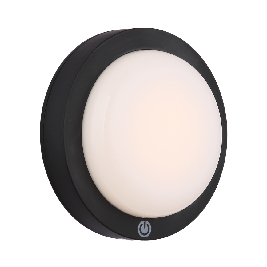 Globo - LED Uzlādējama Skārienvadāma sienas lampa LED/1,2W/3,7V d. 15 cm 1800 mAh melna