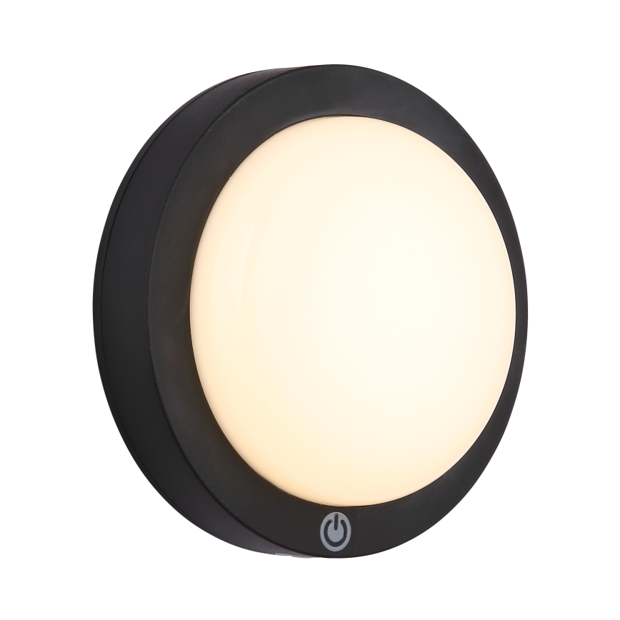 Globo - LED Uzlādējama Skārienvadāma sienas lampa LED/1,2W/3,7V d. 15 cm 1800 mAh melna