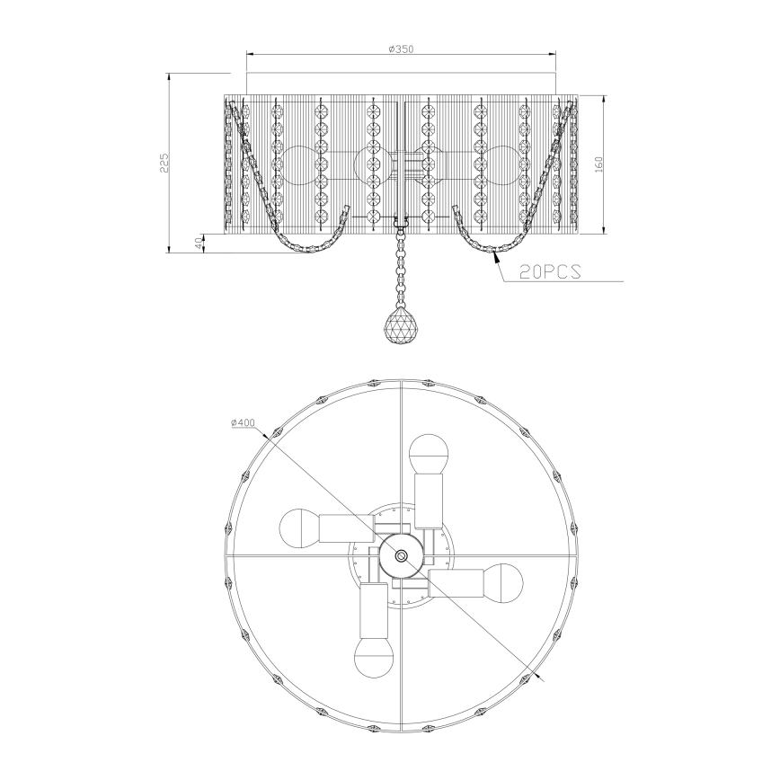 Globo - Kristāla griestu gaismeklis 4xE14/40W/230V
