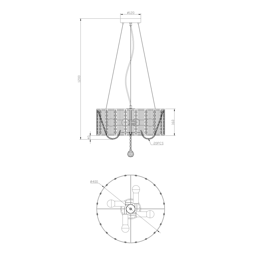Globo - Kristāla lustra ar auklu 4xE14/40W/230V