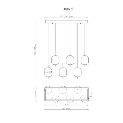 Globo - LED Lustra ar auklu 6xLED/6,7W/230V