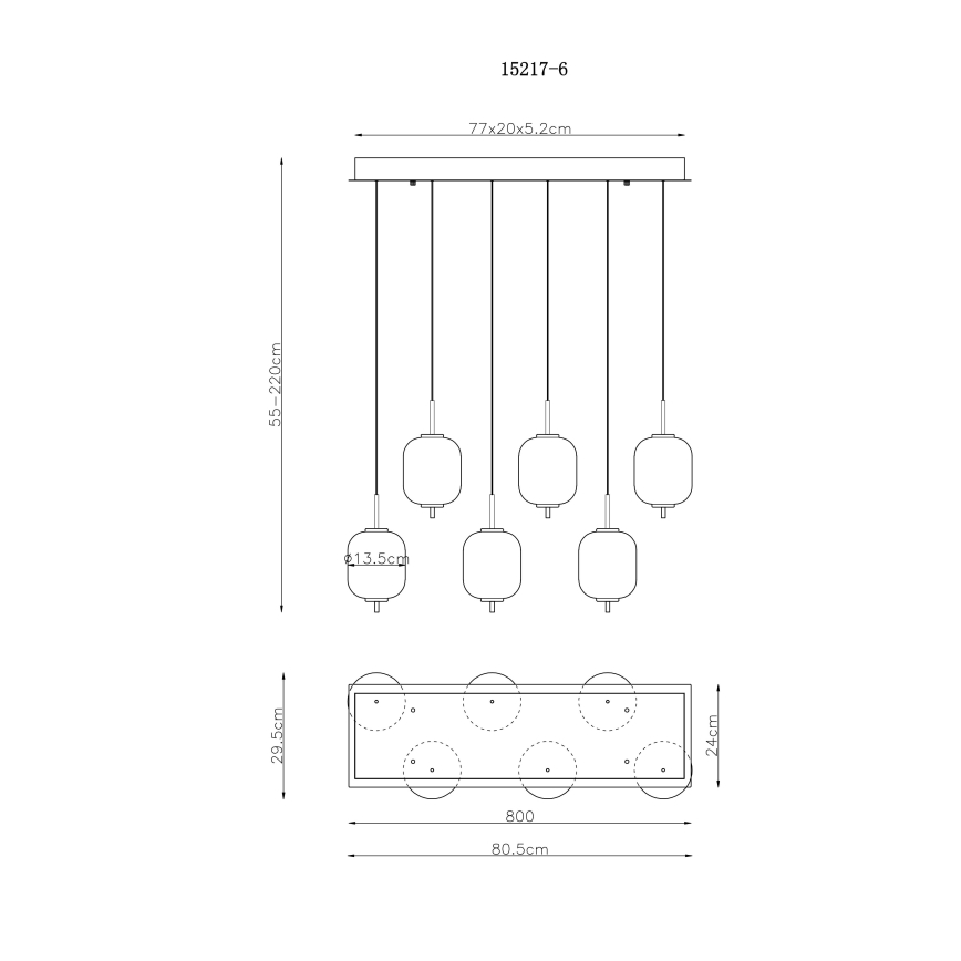Globo - LED Lustra ar auklu 6xLED/6,7W/230V