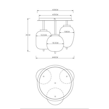 Globo - Virsapmetuma lustra 3xE14/40W/230V melna