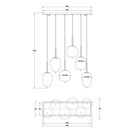 Globo - Lustra ar auklu 6xE14/40W/230V melna