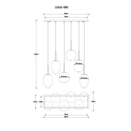 Globo - Lustra ar auklu 6xE14/40W/230V spīdīgi hromēts