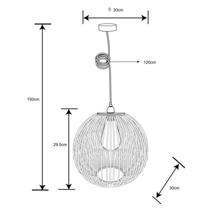 Globo - Lustra ar auklu 1xE27/60W/230V bambusa