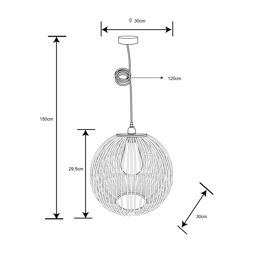 Globo - Lustra ar auklu 1xE27/60W/230V bambusa