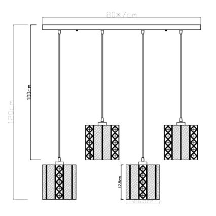 Globo - Lustra ar auklu 4xE27/60W/230V zelta/melna